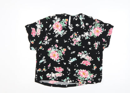 Marks and Spencer Women’s Black Floral Viscose Blouse Size 14