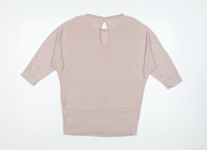 Next Women's Beige Relaxed Fit 3/4 Sleeve Jumper Size 10