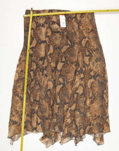 F&F Women’s Brown Animal Print Midi A-Line Skirt Size 20