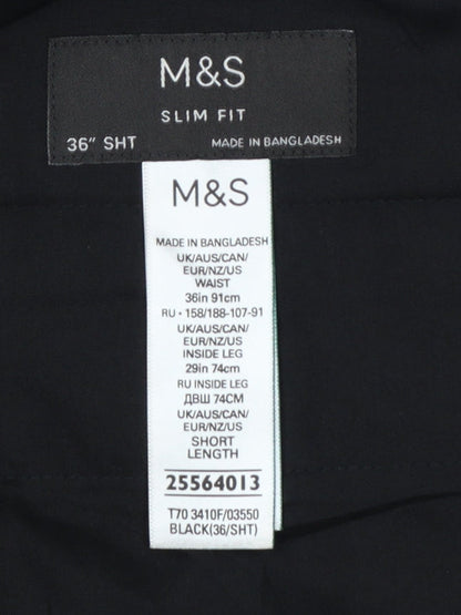 Marks and Spencer Men's Black Slim Fit 36S Trousers