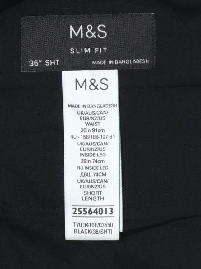 Marks and Spencer Men's Black Slim Fit Dress Pants 36S