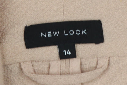 New Look Women Beige Shawl Collar Open Front Blazer Size 14