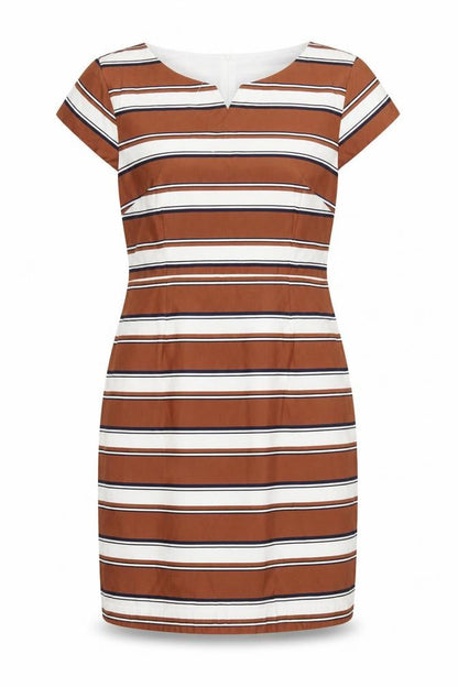 Izabel London Women’s Brown Striped Sheath Knee Length Dress Size 14