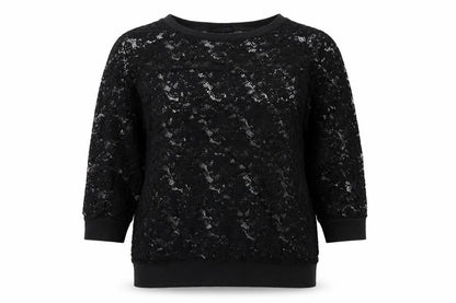 Next Women’s Black Lace Tunic Blouse Size 14 3/4 Sleeve