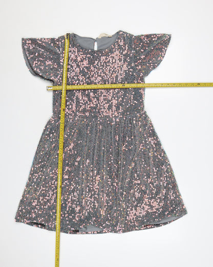 John Lewis Girls Grey Sequin Fit & Flare Party Dress Age 12 Years