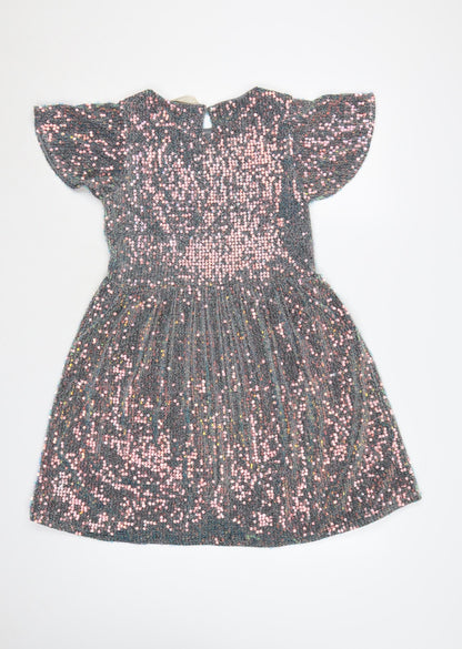 John Lewis Girls Grey Sequin Fit & Flare Party Dress Age 12 Years