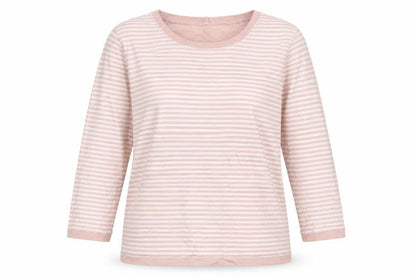 Springfield Womens Pink Striped Pima Cotton Long Sleeve T-Shirt Medium