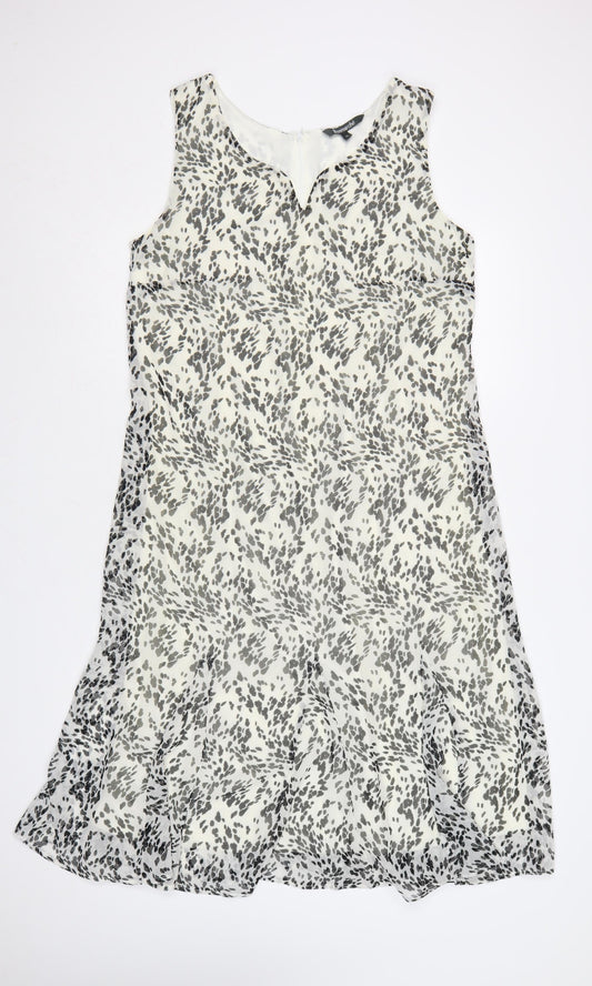 Bonmarché Women’s Grey Animal Print Sleeveless A-Line Dress Size 14