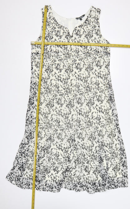 Bonmarché Women’s Grey Animal Print Sleeveless A-Line Dress Size 14