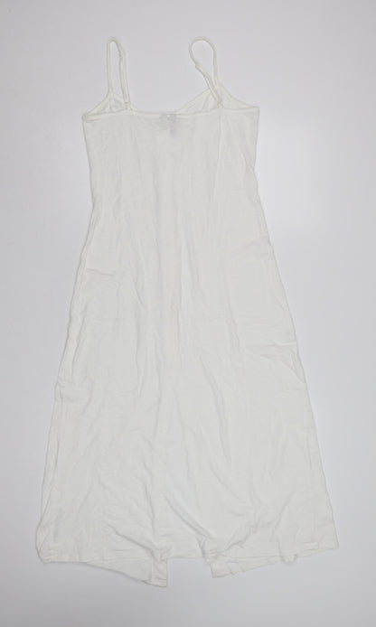 ASOS Women White Size 10 Midi Slip Dress Button Front Summer