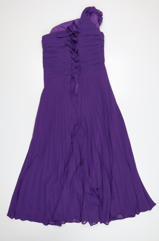 Grace Karin Women's Purple Long One Shoulder Chiffon Dress Size 12