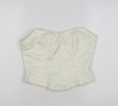 High Society Women’s Ivory Beaded Strapless Satin Blouse Size 14