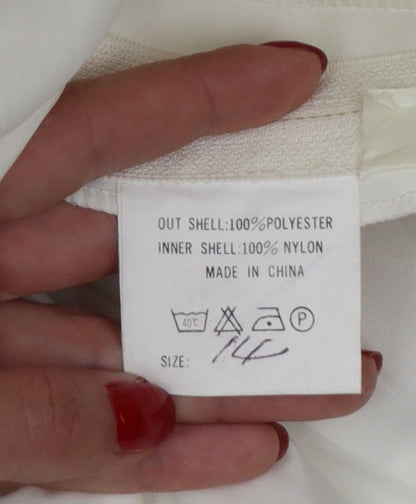 High Society Women’s Ivory Beaded Strapless Satin Blouse Size 14