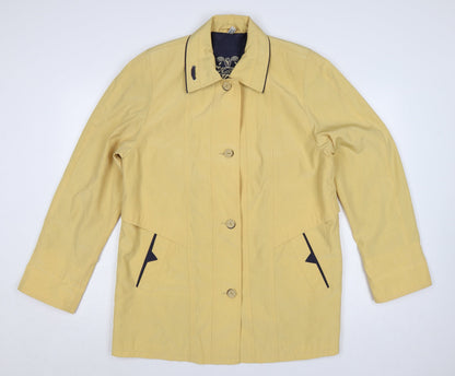 Golfino Women’s Yellow Cotton Rain Coat Size 8 Collared Mid-Length