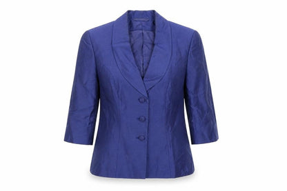 Minuet Women’s Blue Linen Blend 3/4 Sleeve Single-Breasted Blazer UK 10