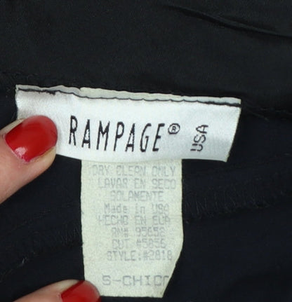 Rampage Women Black Long Sheath Dress Size 8 Sleeveless Embroidered Retro Evening
