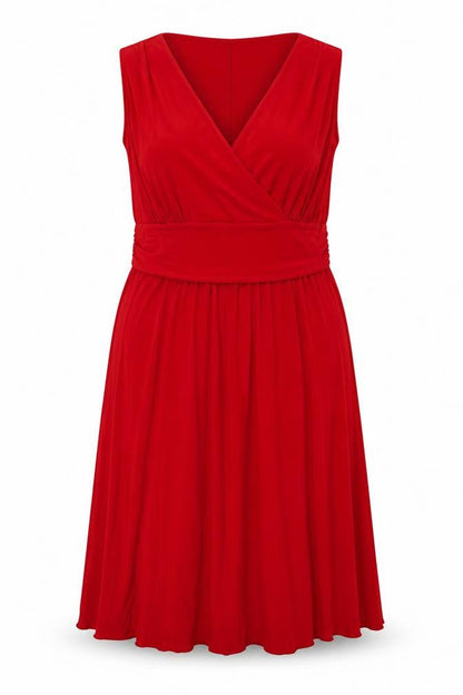 David Emanuel Women Red Size 20 Wrap Sleeveless Knee Length Dress