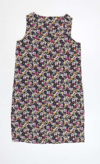 Next Petite Women’s Multicoloured Floral Linen Blend Shift Dress Size 8P
