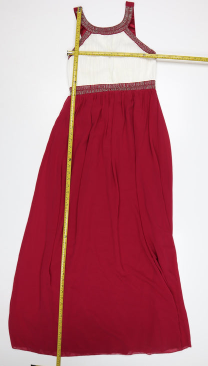 Quiz Women Red Maxi Halter Chiffon Party Dress Size 12