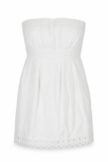 Savida Women's White Strapless Cotton Dress Size 14