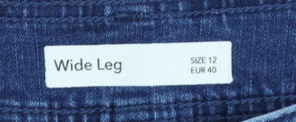 Dunnes Stores Women Blue Wide-Leg Jeans Size 12 Cotton Blend