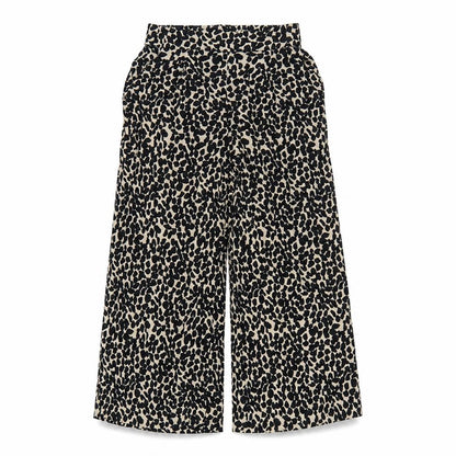 H&M Women’s Beige Animal Print Cropped Wide-Leg Trousers Size 8