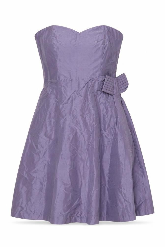 Coast Women Purple Size 16 Strapless A-Line Silk Satin Dress