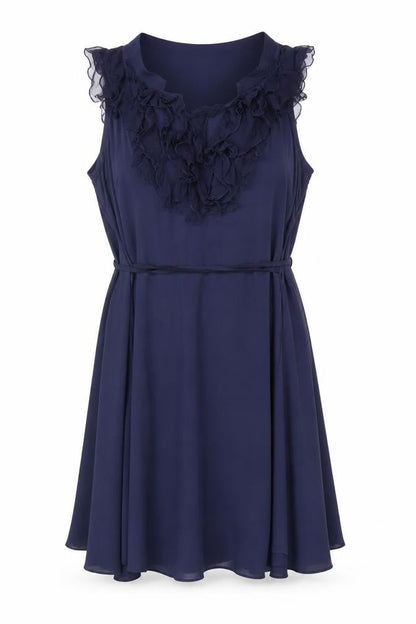 Zara Basic Women's Blue Sleeveless Ruffle A-Line Dress Size 14