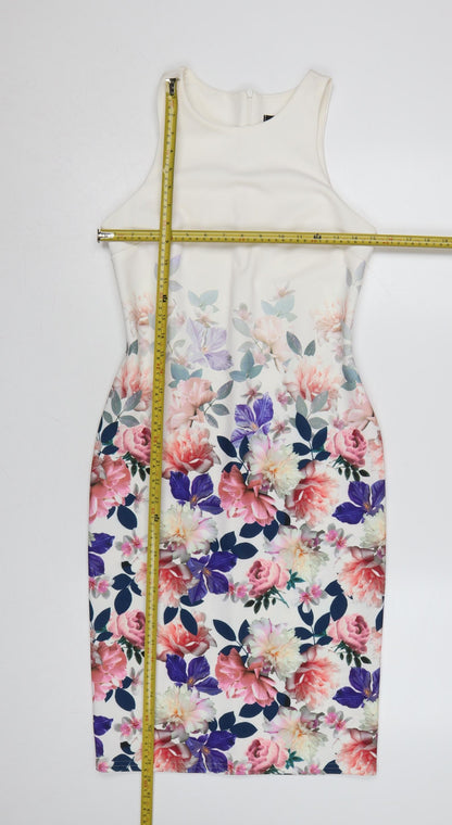 New Look Women’s Multicoloured Floral Bodycon Knee Length Dress Size 12