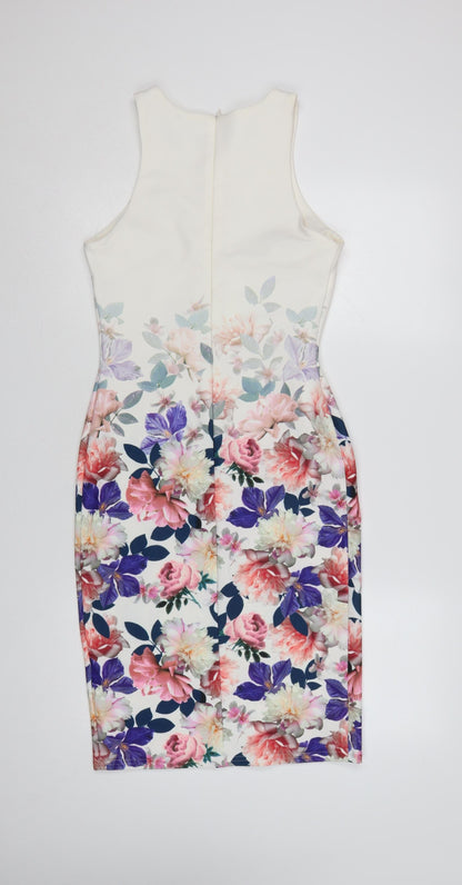 New Look Women’s Multicoloured Floral Bodycon Knee Length Dress Size 12