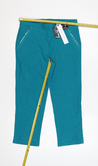 Just Elegance Women’s Teal Cropped Trousers Size 12 Stretch Comfort Fit