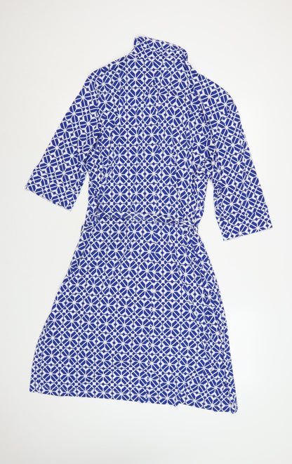 Linea Women Blue Geometric Collared Shirt Dress Size 18
