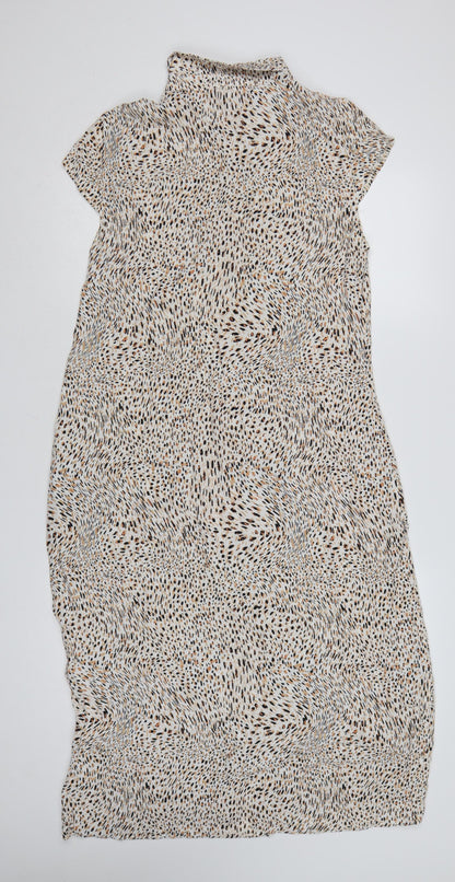 Next Women Beige Animal Print Shirt Dress Size 12 Viscose