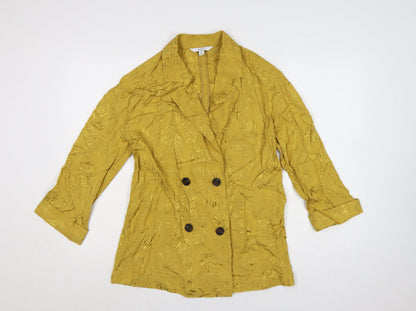Next Women Yellow Double-Breasted Blazer Size 6