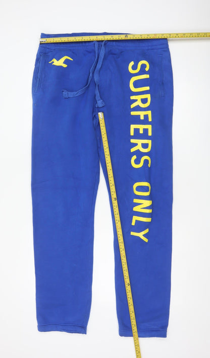 Hollister Men’s Blue XL Logo Fleece Jogger Sweatpants