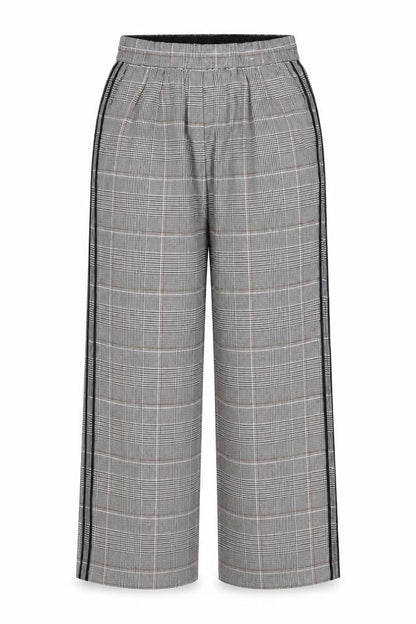 Marks & Spencer Women’s Grey Check Stripe Straight Trousers UK 14 Long