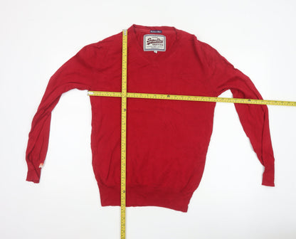 Superdry Men’s Red L Cashmere Blend V-Neck Knit Pullover Jumper