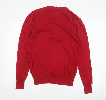 Superdry Men’s Red L Cashmere Blend V-Neck Knit Pullover Jumper