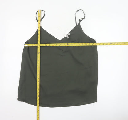 ASOS Women Green UK 16 Adjustable Strap V-Neck Camisole Tank Top