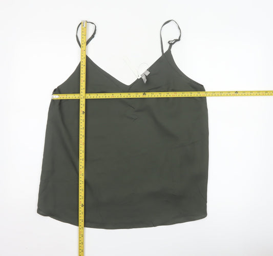 ASOS Women Green UK 16 Adjustable Strap V-Neck Camisole Tank Top