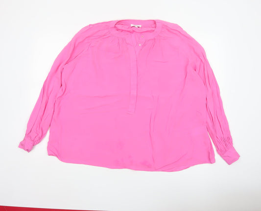 Reiss Women Pink UK 4 Viscose Long Sleeve Button Blouse