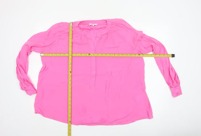 Reiss Women Pink UK 4 Viscose Long Sleeve Button Blouse