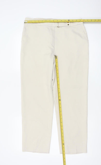 M&S Women Beige UK 12 Classic Straight Leg Trousers Short