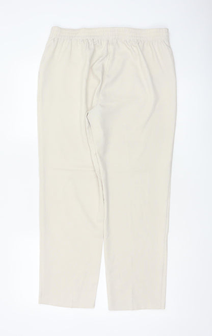 M&S Women Beige UK 12 Classic Straight Leg Trousers Short