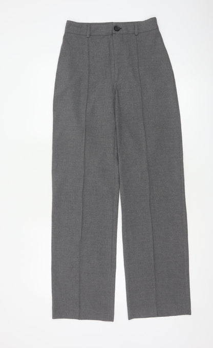 Pull&Bear Women Grey S High Rise Straight Tailored Trousers