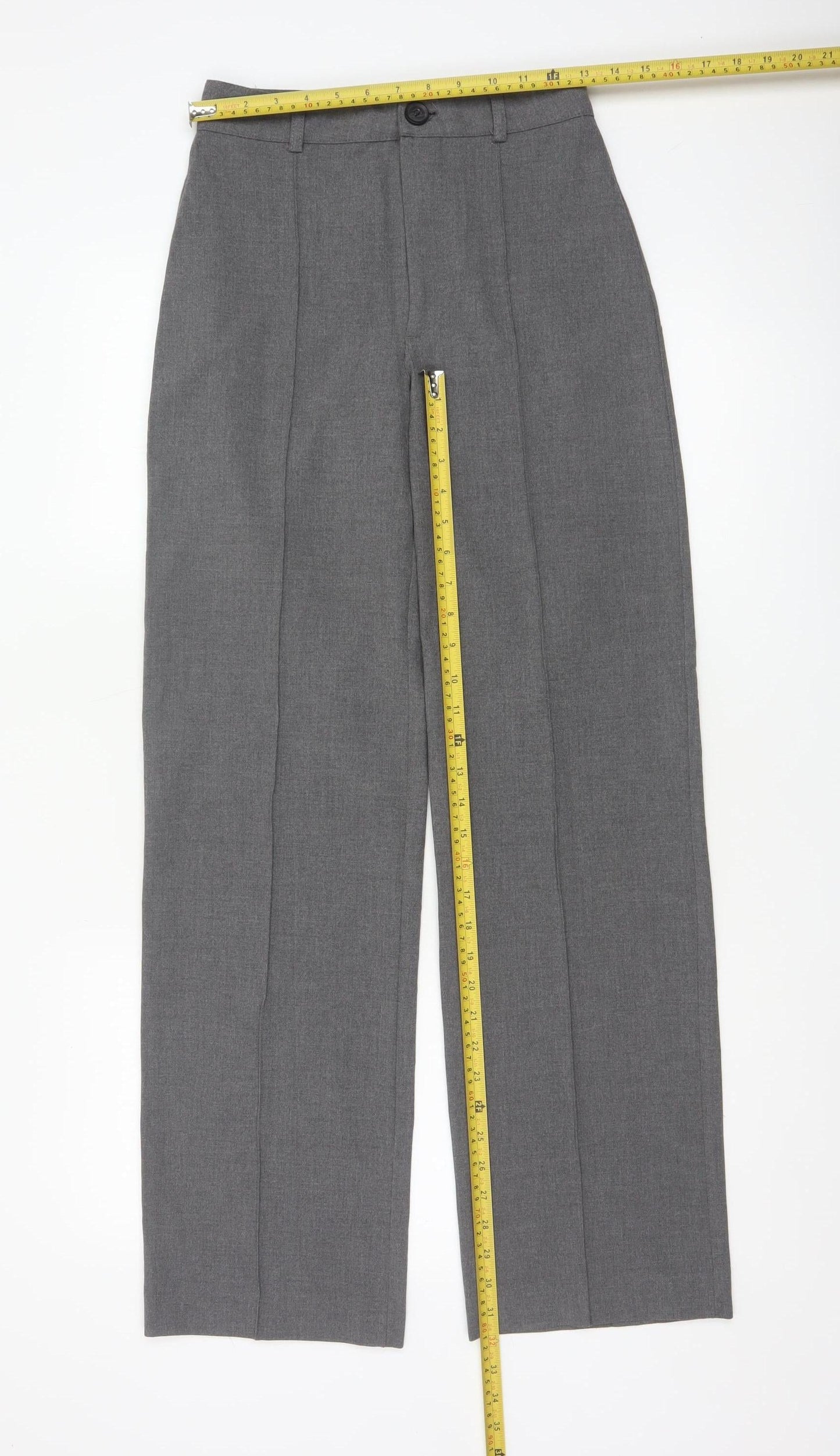 Pull&Bear Women Grey S High Rise Straight Tailored Trousers