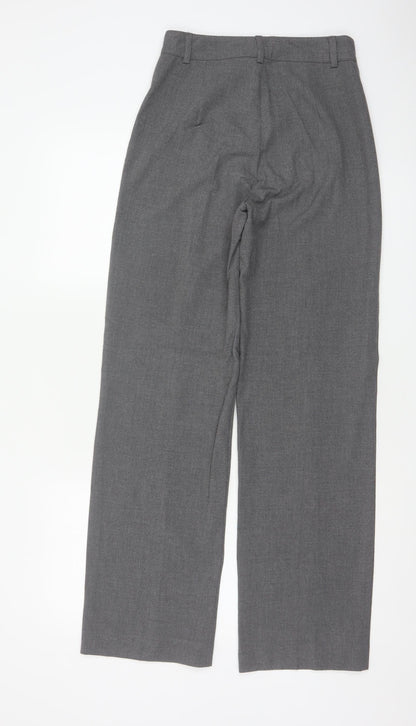 Pull&Bear Women Grey S High Rise Straight Tailored Trousers
