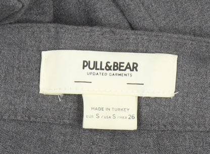 Pull&Bear Women Grey S High Rise Straight Tailored Trousers