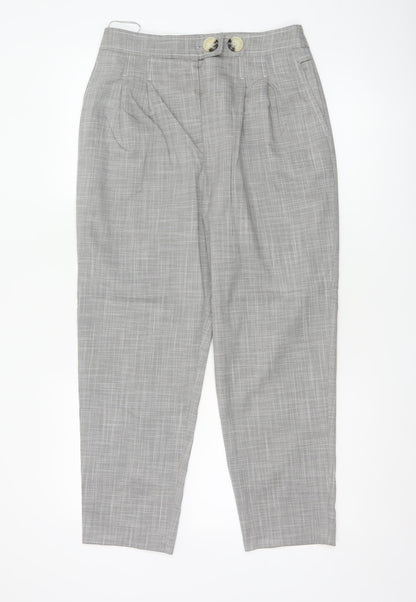 Topshop Women Grey Size 10 Pleated Tapered Dress Trousers Pockets