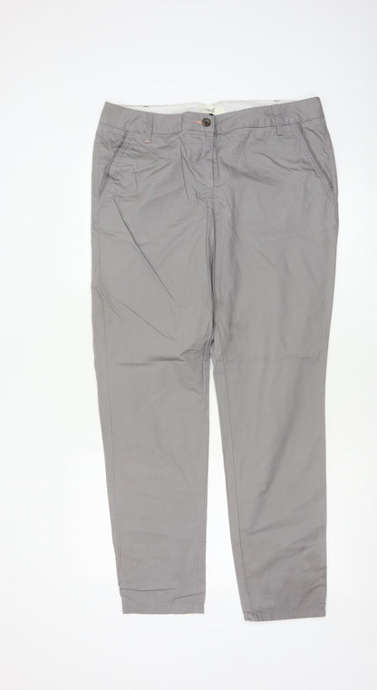 Next Women’s Grey Size 12R Chino Straight Leg Cotton Trousers